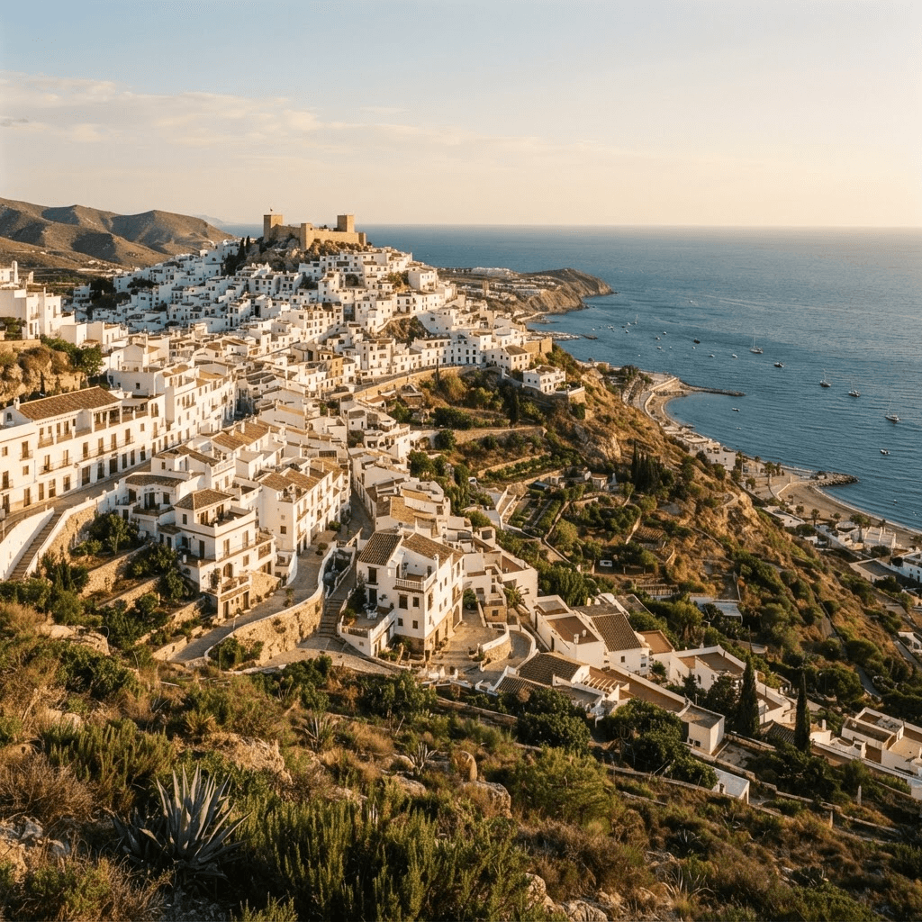 A Mediterranean Spanish town and coastline
